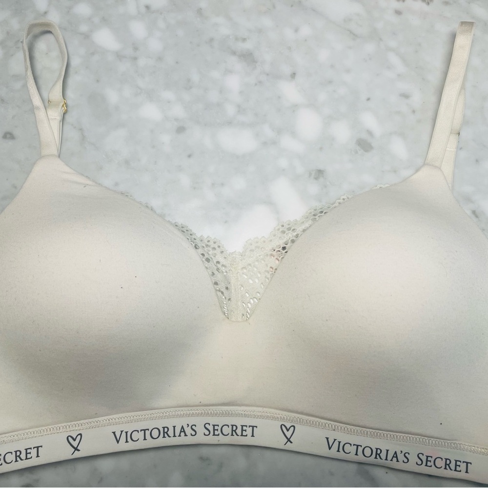 Victoria's Secret Cream T-Shirt Bra with Lace Detail